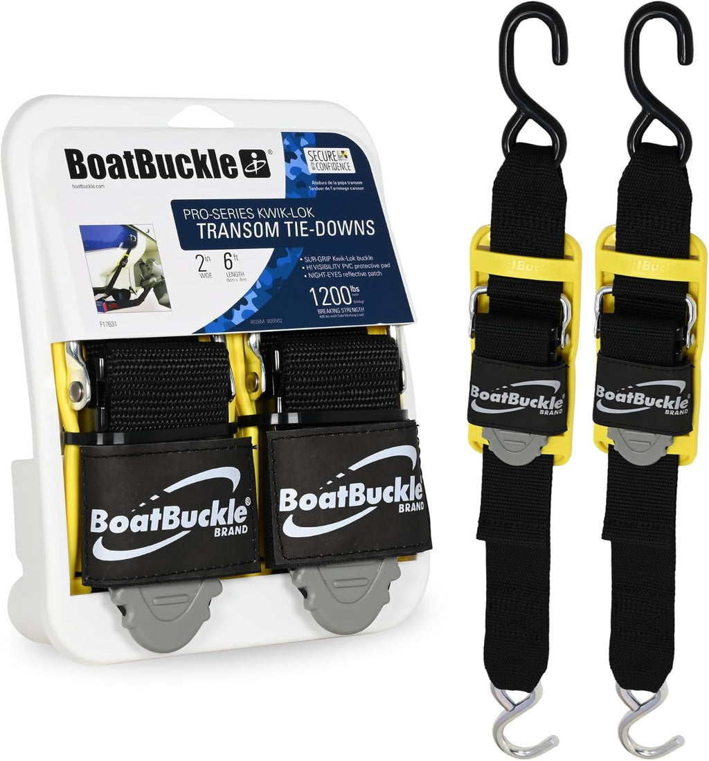 BoatBuckle Pro Series Kwik-Lok Transom Tie Downs, 2 in x 6 Ft, 2-Pack