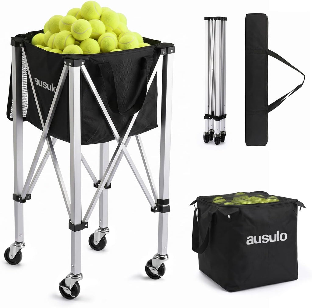 Tennis Ball Hopper for 150 Balls, Aluminum Ball Cart