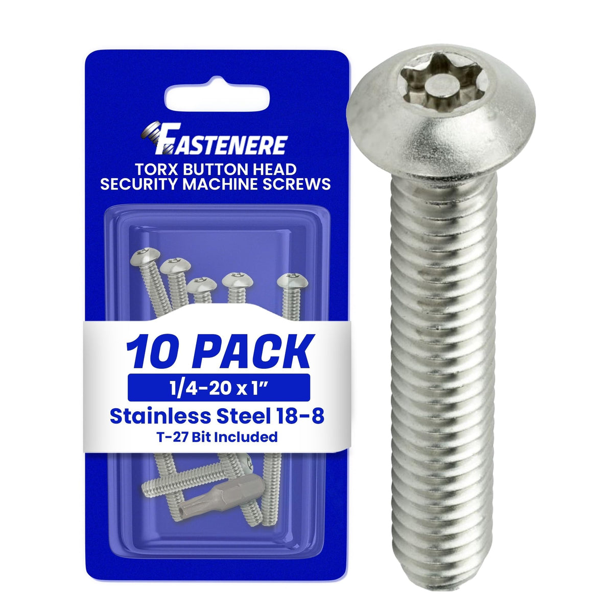 Torx Security Machine Screws, 1/4-20 x 1 Stainless Steel, Tamper-Resistant Button Head Electrical Outlet Screws for