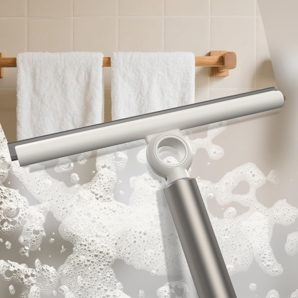 Extendable Squeegee for Glass Doors with 10-Inch Silicone Blade