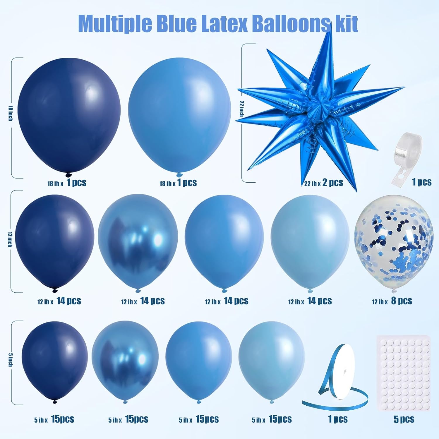 Blue Balloons Arch Kit, Different Shades Navy Blue Balloons for Blue Graduation Decorations 2026 Grad Class Father's