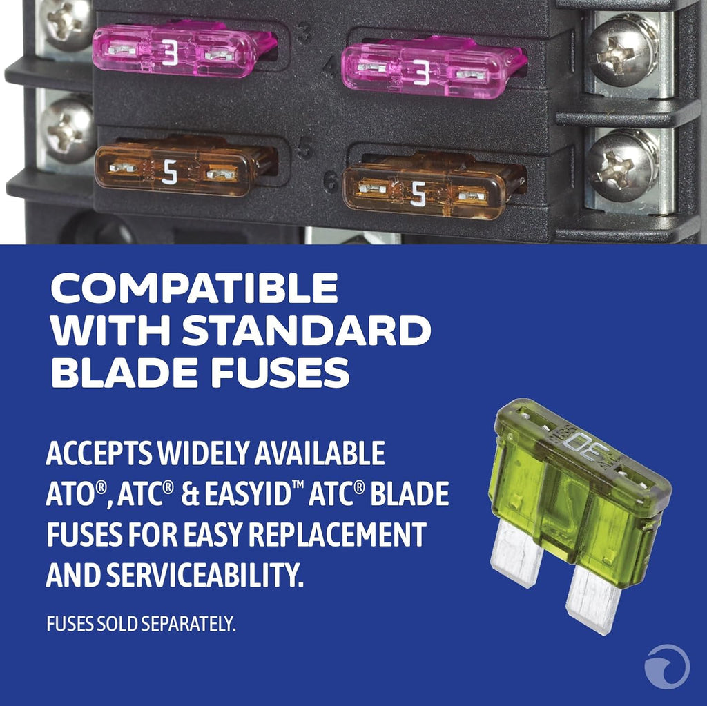 Blue Sea Systems ST Blade Fuse Block, 12 Circuits with Cover