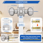 6 Pack Brushed Nickel Door Knobs,Privacy Door Knob with Lock, Interior Doorknobs Silver, Keyless Door Locks Set for