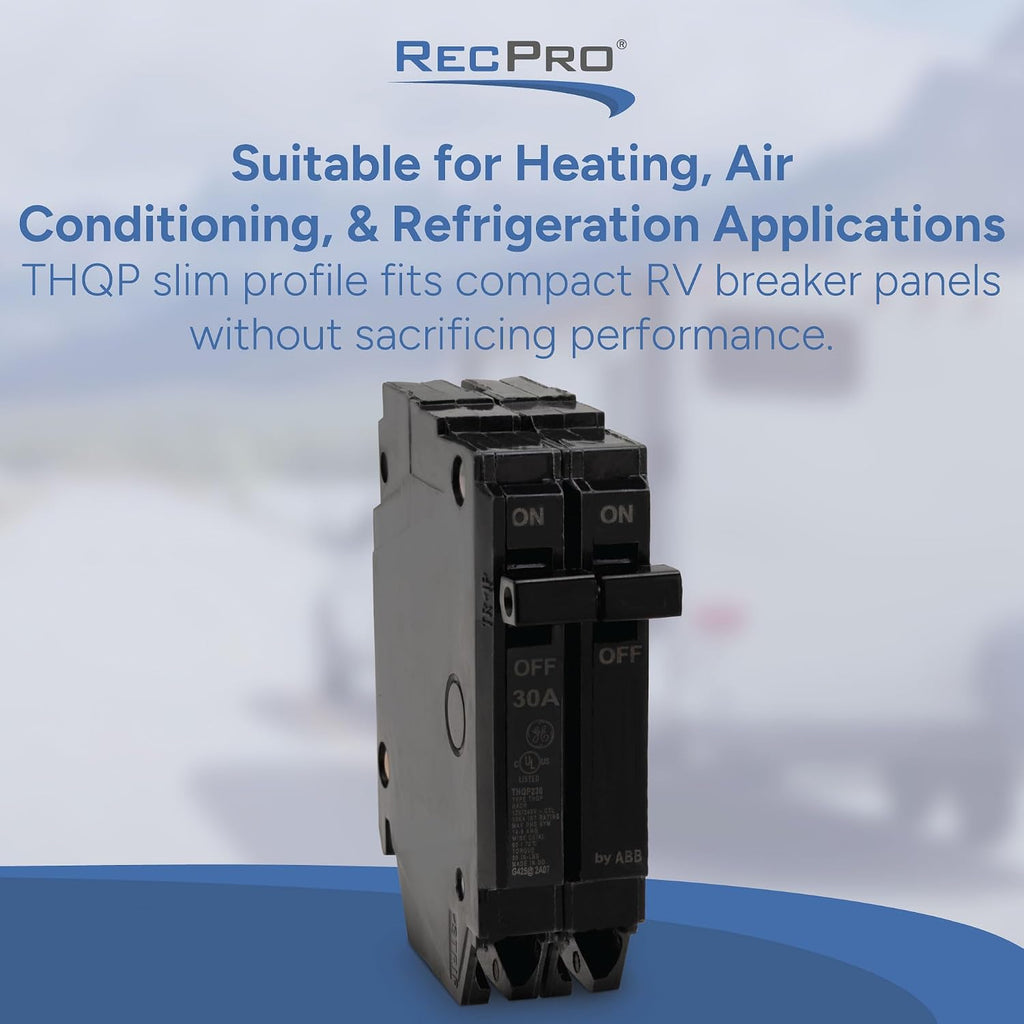 RecPro 2 Pole 30 Amp Circuit Breaker for RV, GE Equivalent