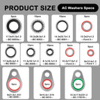 139PCS O Ring Assortment Kit,Multi-Size AC O Ring Kit Replacement Includes 85PCS AC Washers & 54PCS Rubber Gaskets,Universal ACS Seal Kits Car Accessories for ACS Systems