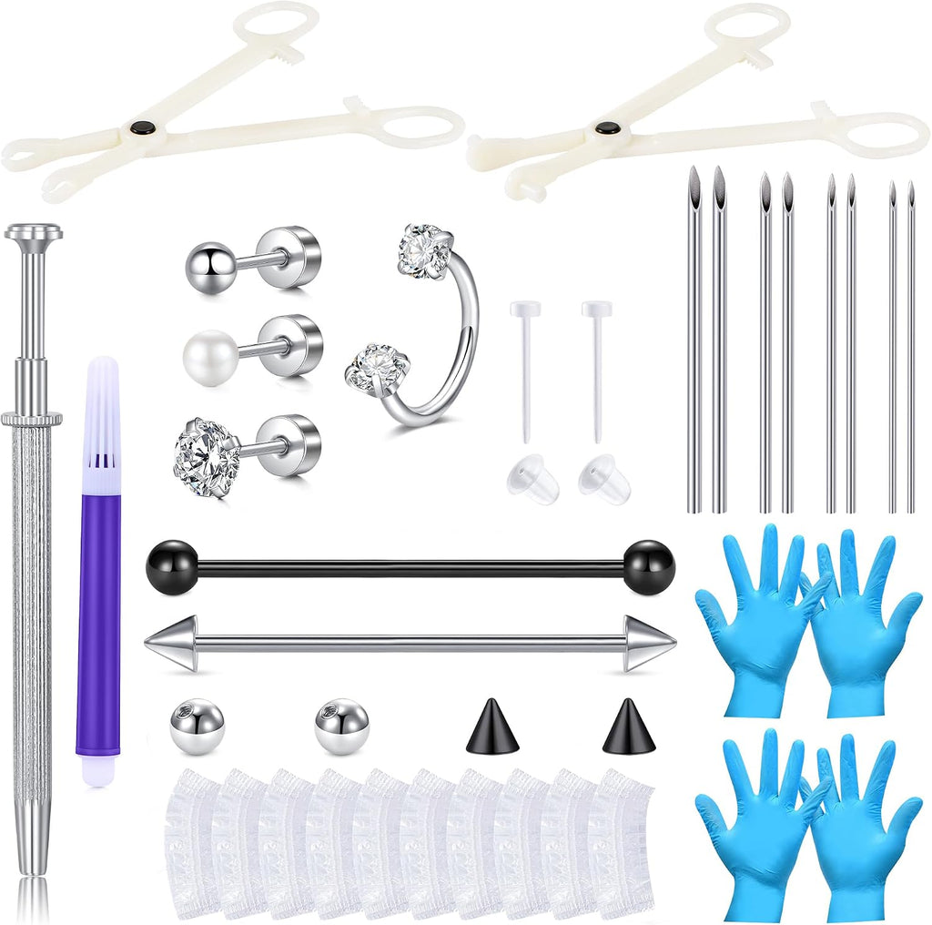 Ear Piercing Kit Stainless Steel Ear Piercing Needle Kit Disposable Earring Piercing Kit with Earring Stud Industrial