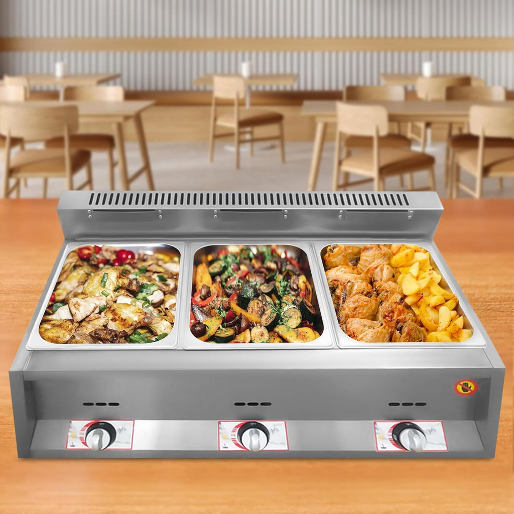 Commercial Countertop 3 Gas Fryer Deep Fryer Propane(LPG) NG Stainless Steel 18L