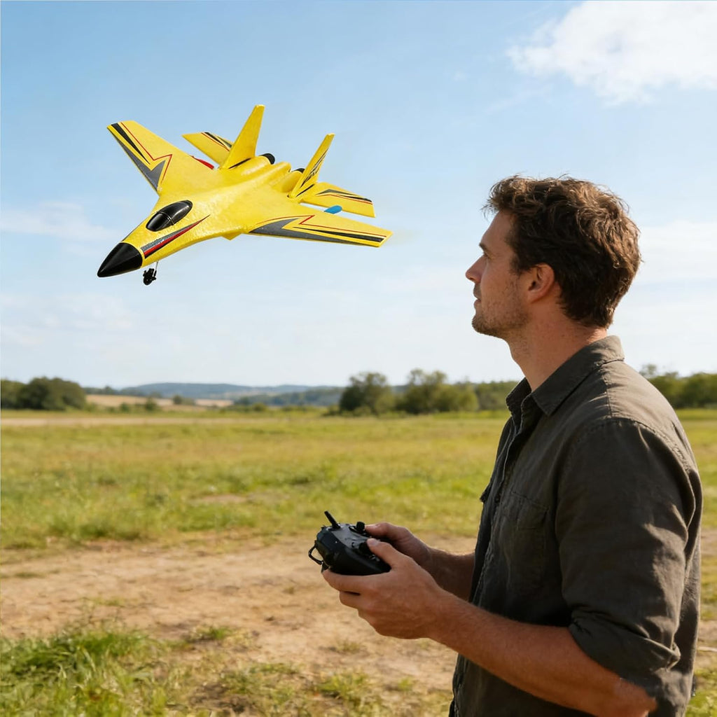 RC Plane,Foam Remote Control Airplanes,2.4GHz RC Airplane Fighter Jet Drone with LED Light, 360° Flip,Easy to Fly RC