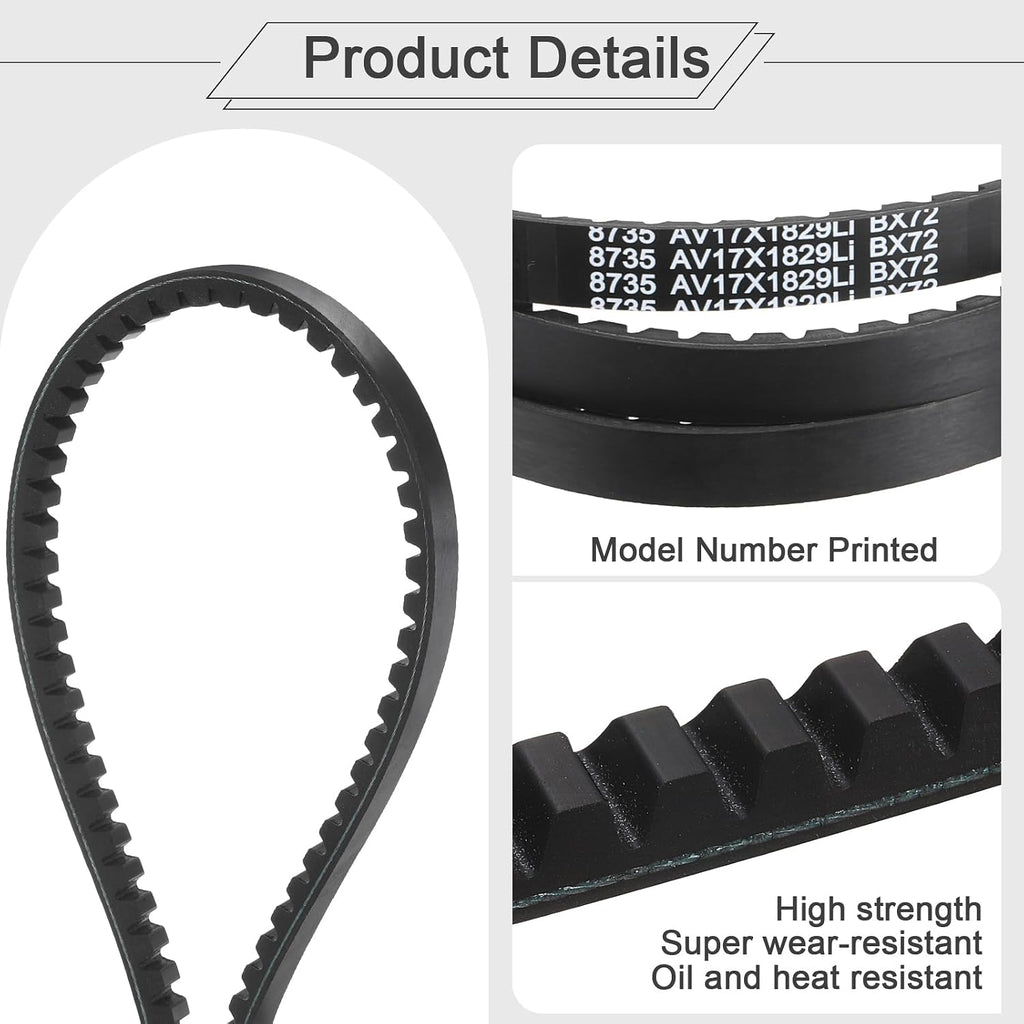 uxcell BX72 EPDM V-Belt, Raw Edge Cogged Industrial Rubber V Belt 0.67" Width x 72" Inside Circumference