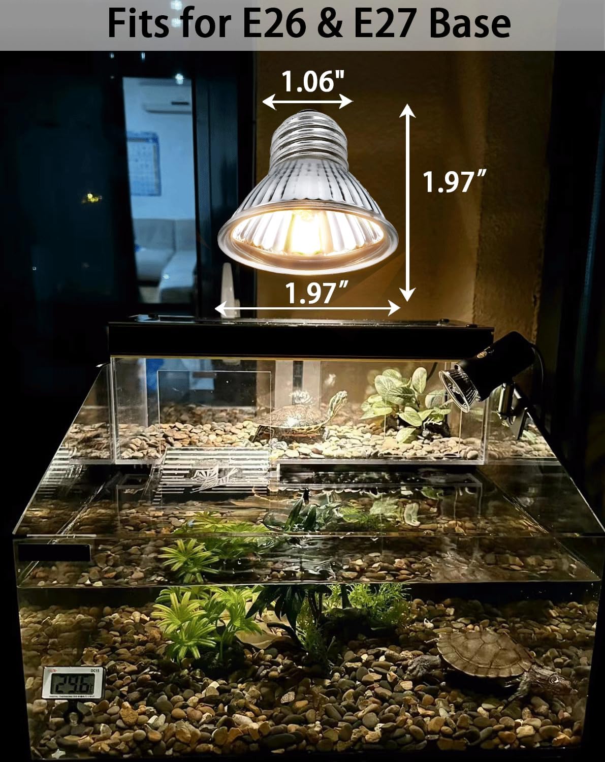 Turtle Reptile Heat Lamp Bulb 50W 120V,4Pcs Heat Bulb | UVA Reptile Light for Turtle Tank,Fits Reptiles and Amphibian
