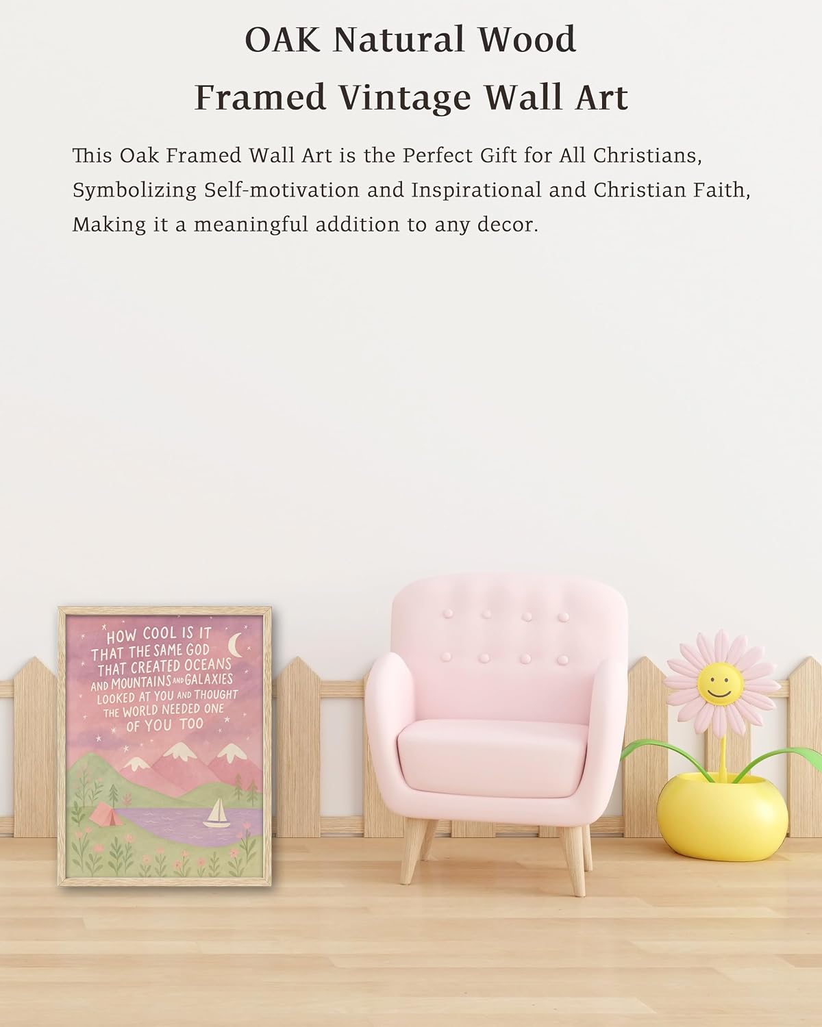 Natural OAK Wood Same God Creation Framed Wall Art,12x16in Inspirational Christian Bible Canvas Art,Mountain Nursery