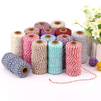 Cotton Twine String Bakers Rope: 2 Roll Twines for Crafts Gift Wrapping - 656 Feet Orange Black White Twine for