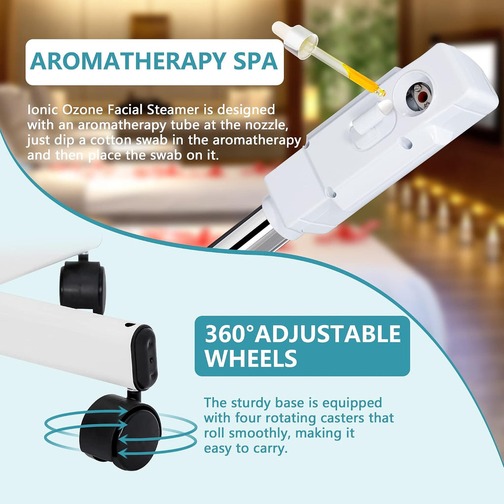 Professional 2 in 1 Facial Steamer for Face Deep Cleaning Ozone Face Steamer with 5X Magnifying Lamp Hot Mist