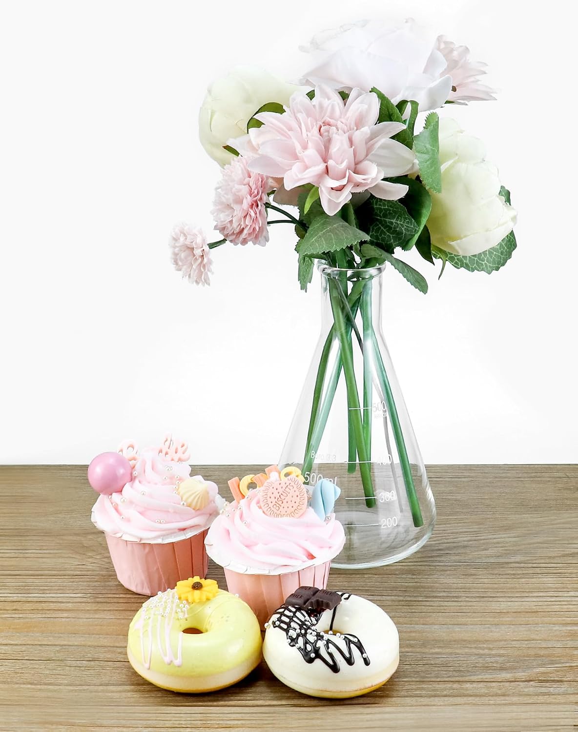 Erlenmeyer Flask Set, 2 Pcs 500ML Borosilicate Glass Conical Flasks with Narrow Mouth, Printed Scale