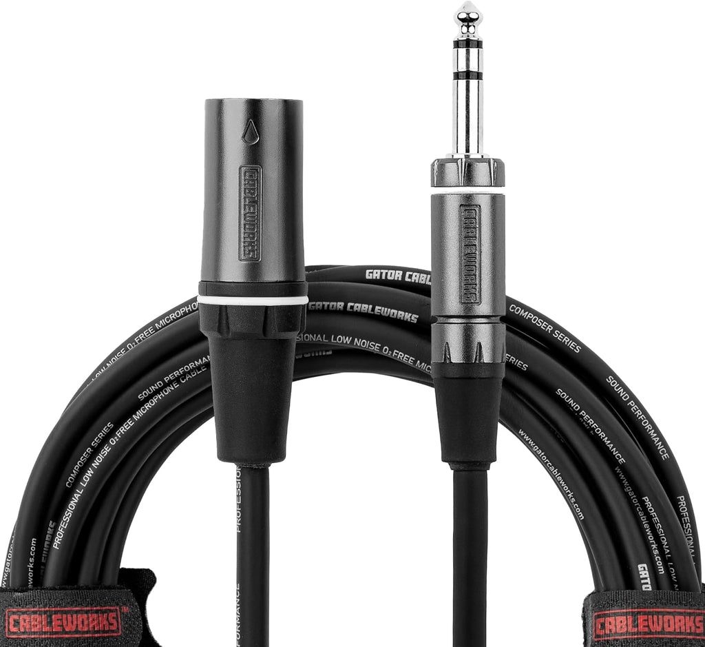 By Gator Cases Composer Series Deluxe 20 Foot XLR Male to TRS Cable, (GCWC-XLR-20MTRS)