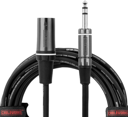 By Gator Cases Composer Series Deluxe 20 Foot XLR Male to TRS Cable, (GCWC-XLR-20MTRS)