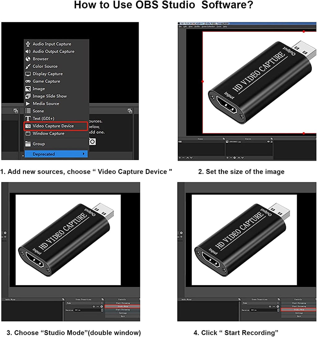 4K Video Capture Card, HDMI to USB Capture Card 1080P for Streaming, Recording, Gaming, Compatible with Nintendo