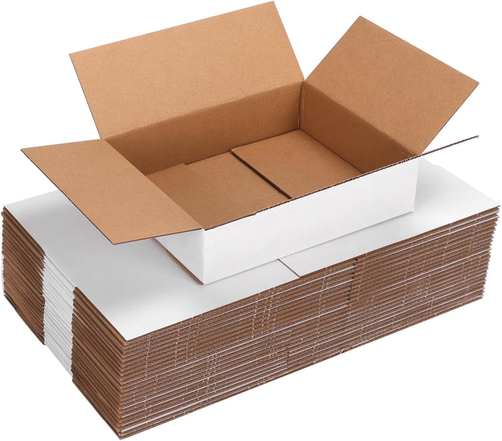 25-Pack Shipping Boxes 8x6x2 Inches, White