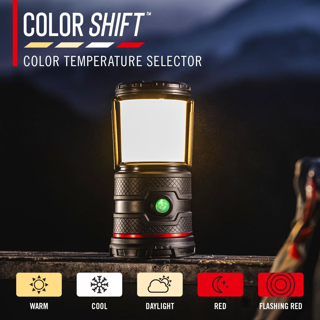 EAL30R 1000 Lumen Rechargeable Emergency Camping Lantern with Warm, Day, Red & Red Flashing Mode, Foldeable Handle