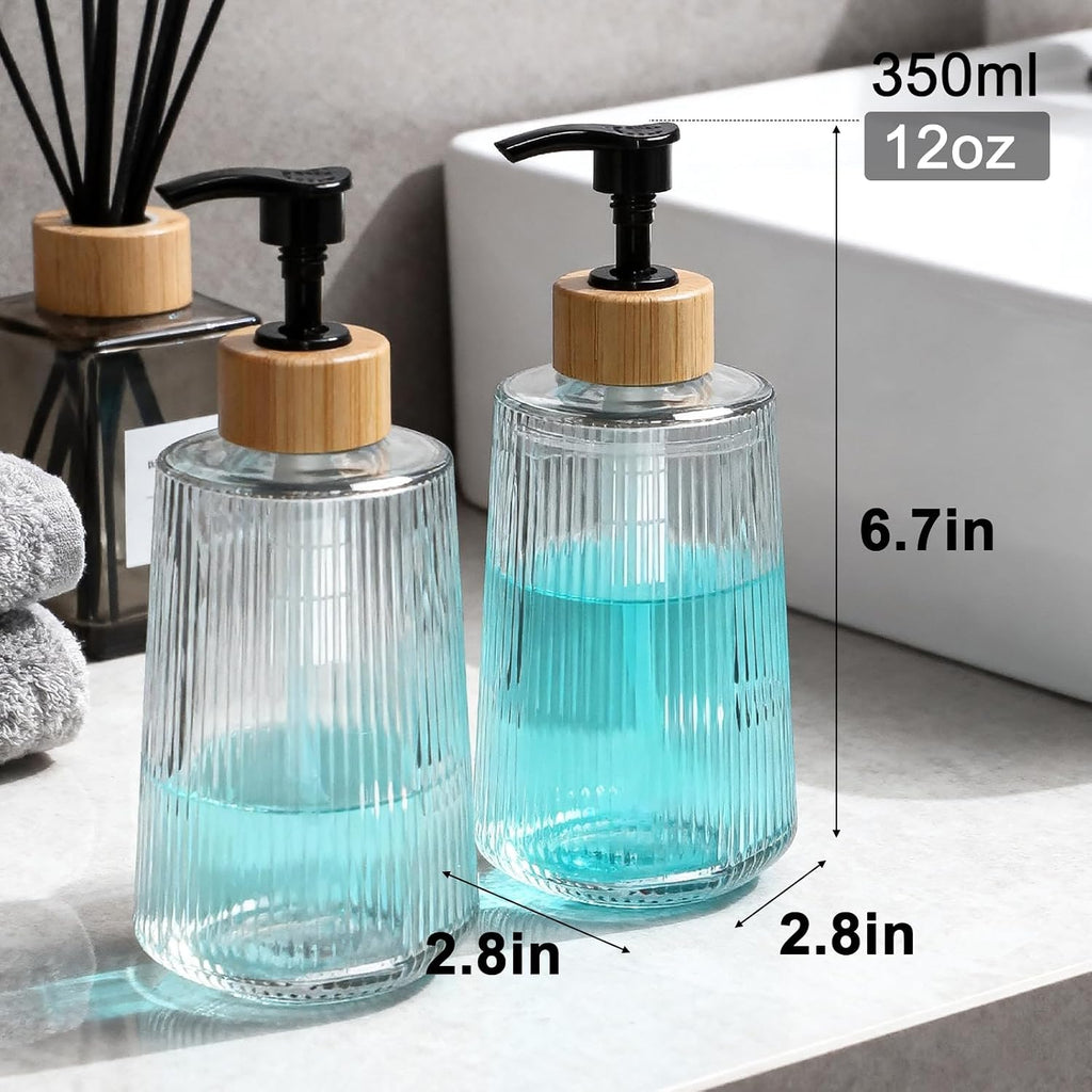 Glass Soap Dispenser, Thickened Glass Hand Soap Dispenser for Bathroom, Kitchen Dish Washing Liquid Bottles, Shampoo