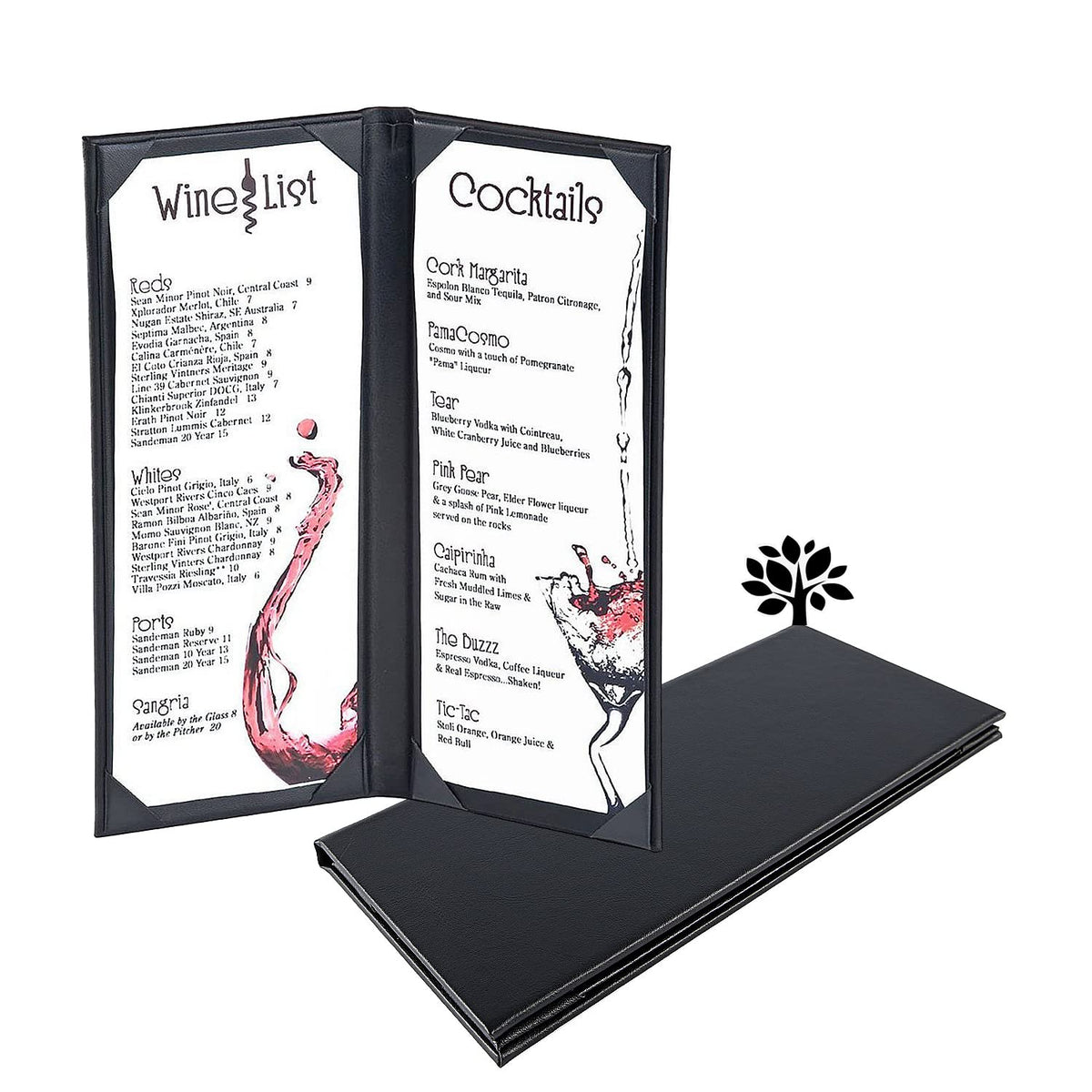 4.25 x 11 inches Leather Menu Holder Double Views
