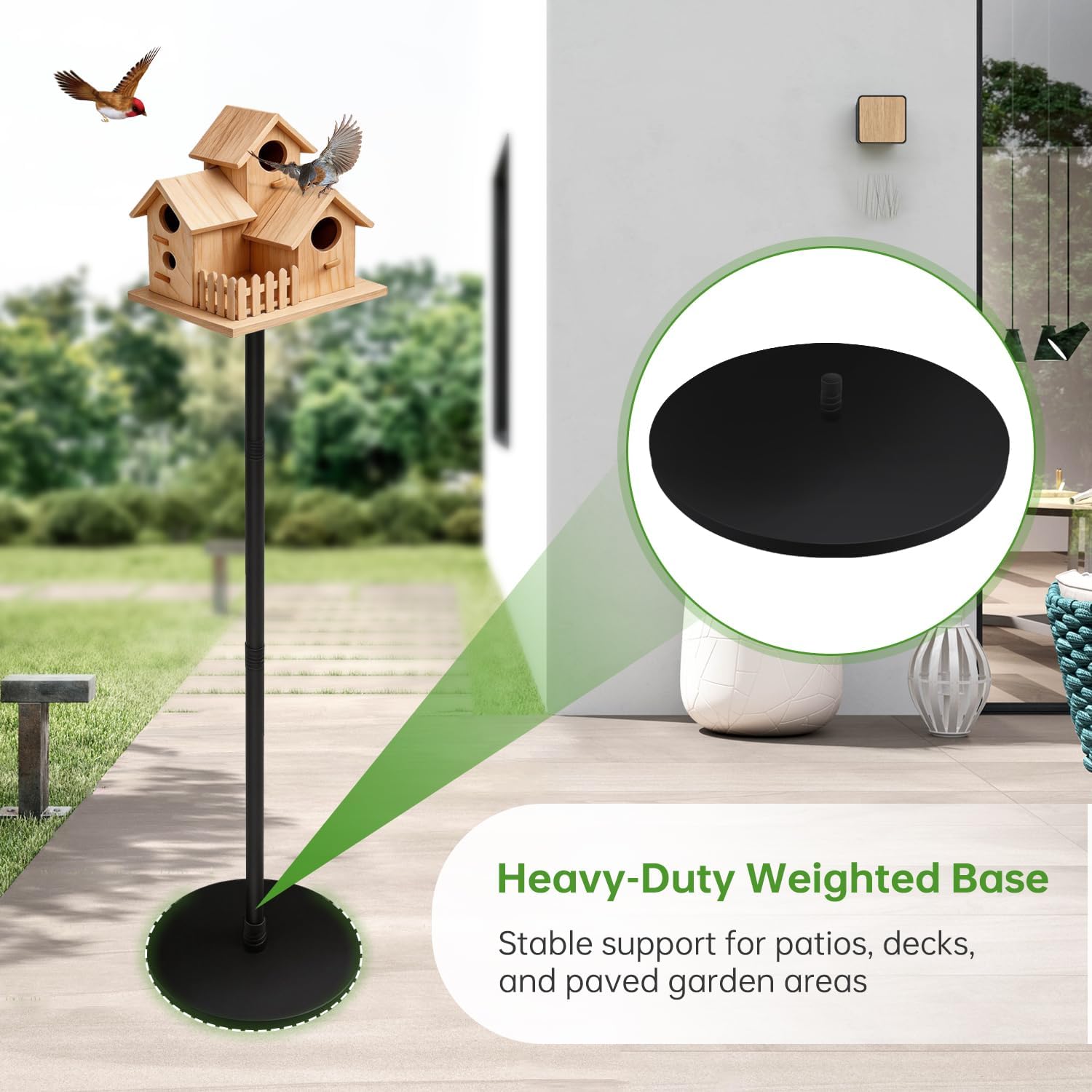 63'' Adjustable Bird Feeder Pole, Heavy Duty Bird House Poles for Outdoors, Portable Bird Feeder Stand with Solid