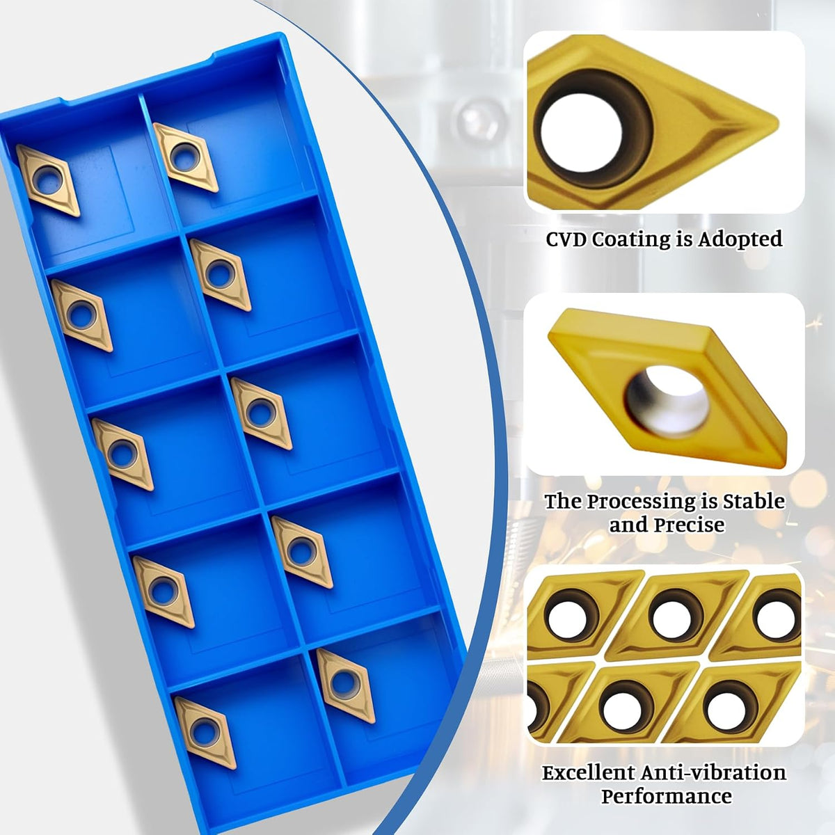 10Pcs DCMT070204 DCMT21.51 Carbide Turning Inserts