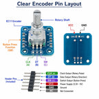 5pcs EC11 Rotary Encoder Module, 360 Degree Rotation Sensor Board Without Soldered Header for Menu Control, Volume and MCU Projects