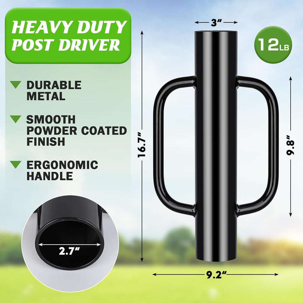 12LB T Post Driver with Handles Heavy Duty Fence Post Driver Post Pounder for T-Posts，U Channel，Metal Post and Sign