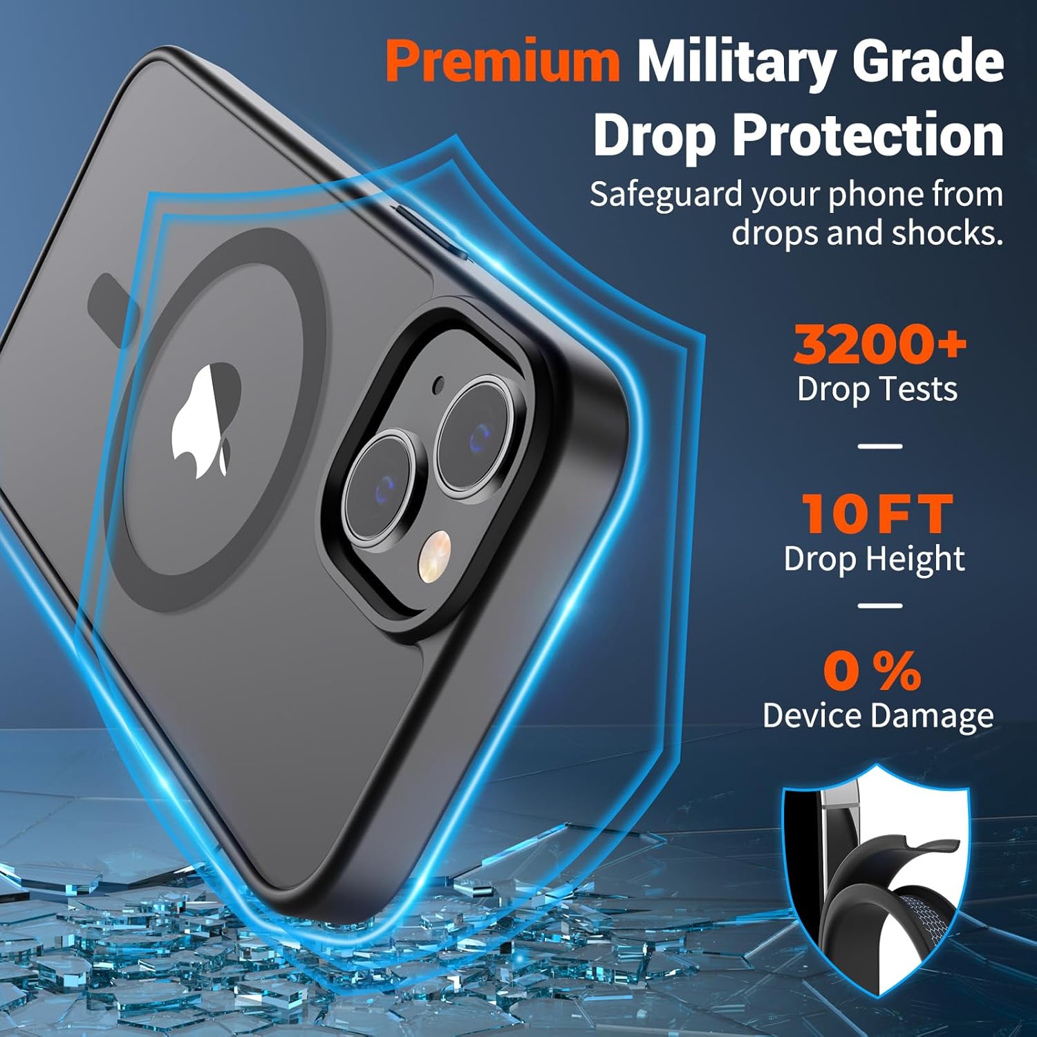 Magnetic for iPhone 14 Case & iPhone 13 Case (Compatible with MagSafe)(Military Grade Drop Protection) Translucent