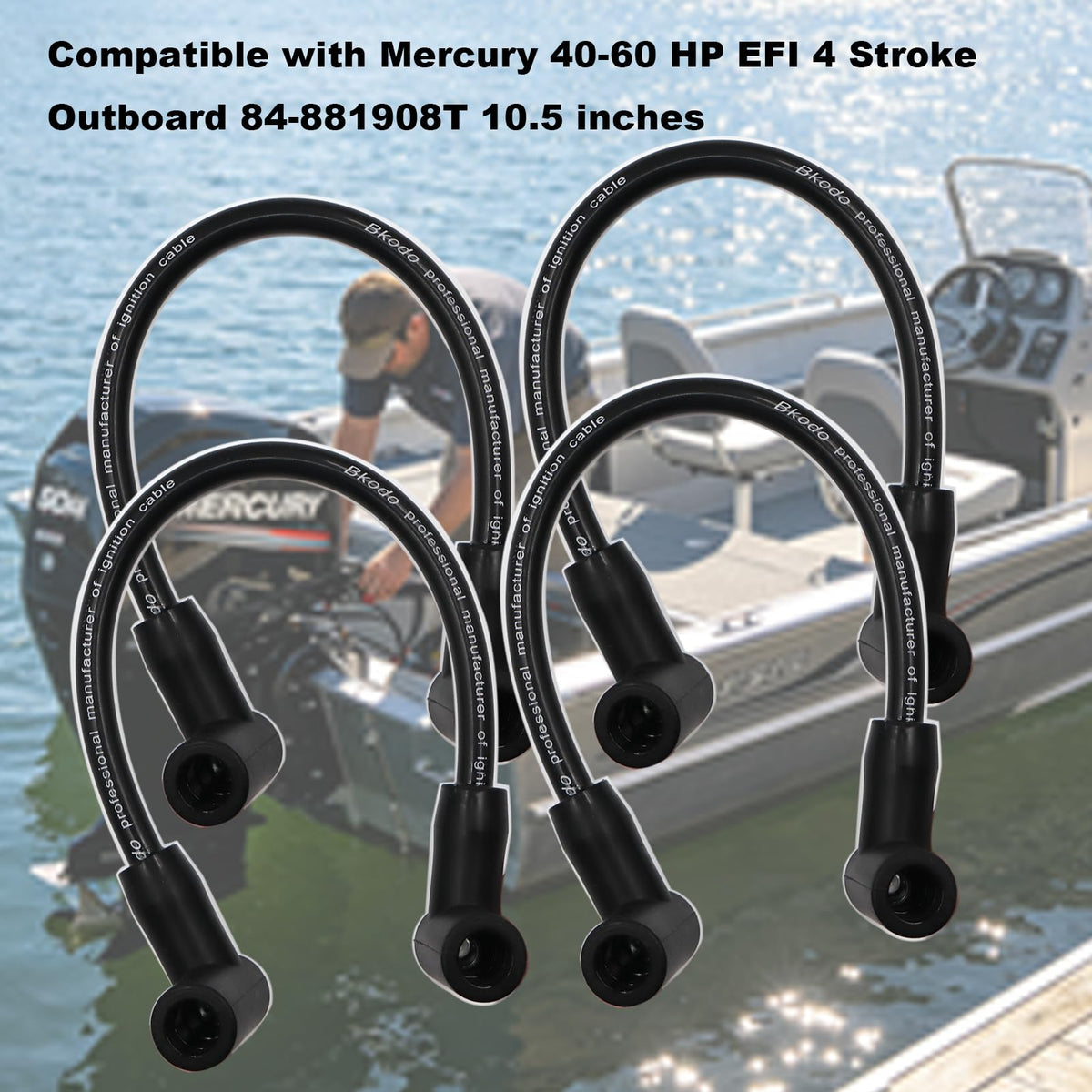 Domiloud 4PCS Spark Plug Wire Set Compatible with Mercury 40-60 HP EFI