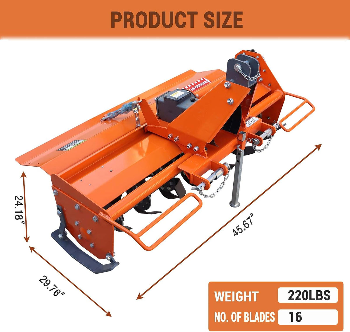 3 Point Hitch Rotary Tiller 37'' for Tractor Attachment, Fit 20-30HP Cat 1 Tractors, 540 RPM PTO Driven Cultivator