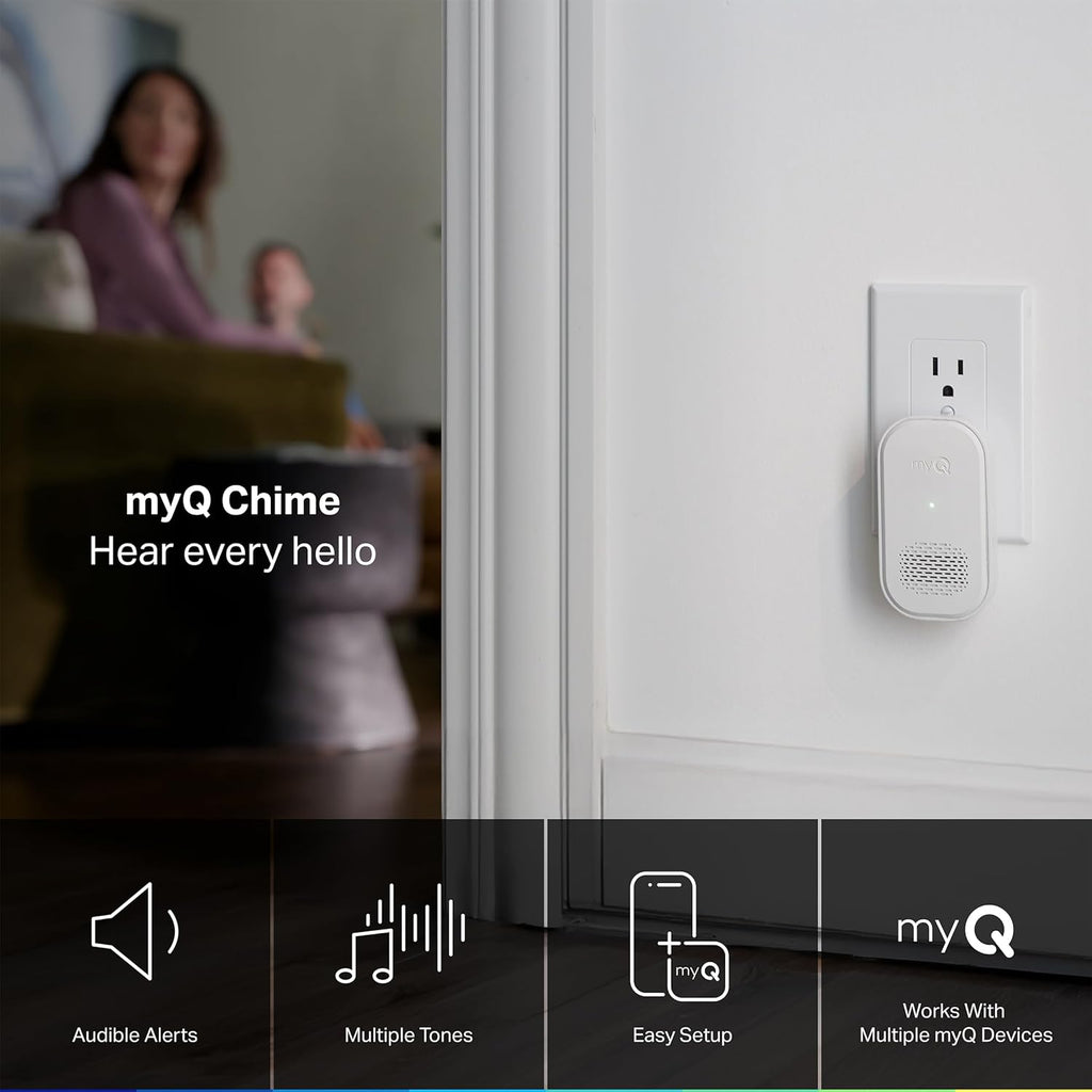 myQ Chime | Audible Alerts, Wi-Fi Enabled, Customizable Tones, Works with myQ Video Doorbell, myQ 3-in-1 Video Smart