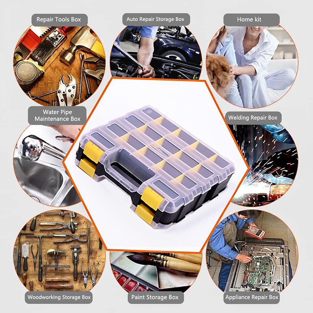 Tools Organizer Box Small Parts Storage Box 34-Compartment Double Side Hardware Organizers with Removable Plastic