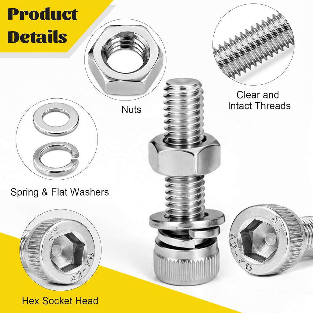 490PCS M4 Socket Screws Assortment Kit, M4x6/8/10/12/16/20/25/30 mm