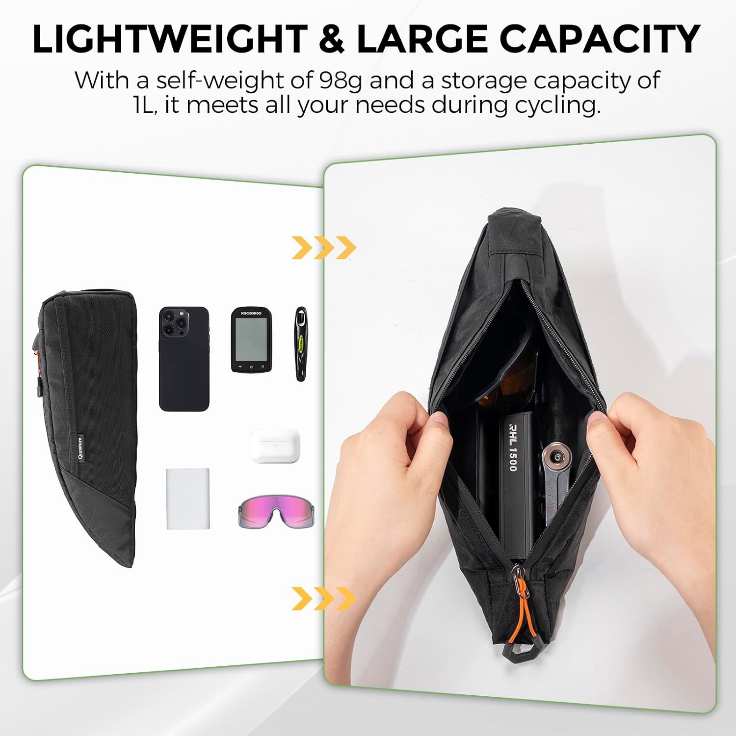 Top Tube Bike Bag for Cycling, Bicycle Frame Bag for Bikepacking, Waterproof Bike Storage Bag, Cycling Accessories