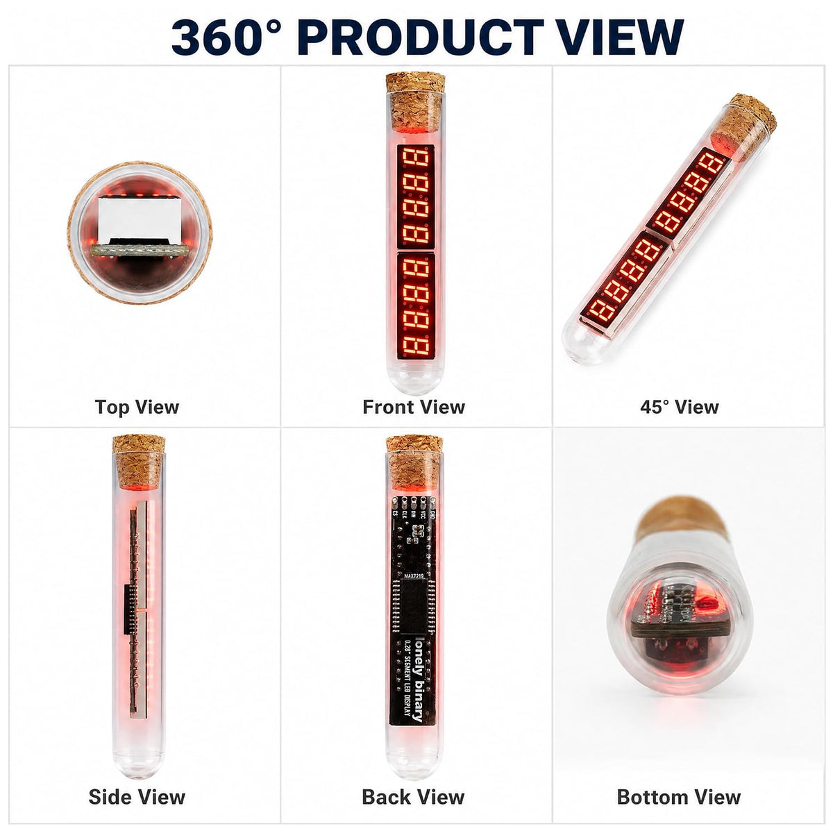Lonely Binary MAX7219 Vintage Tube LED Clock Kit for ESP32 & C++