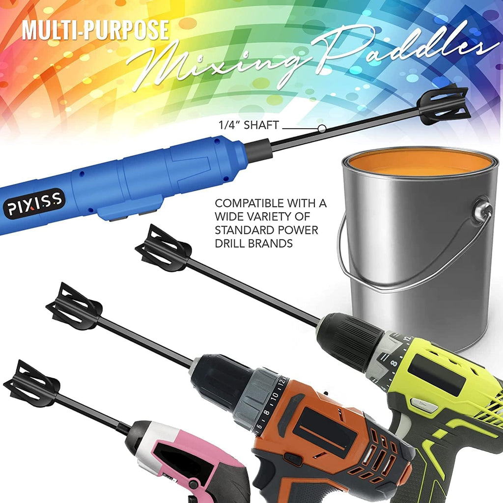 Resin Mixer Epoxy Mixer Paddles - 20 Graduated Mixing Cups & Reusable Pixiss Multipurpose Bidirectional Paint Stirrer