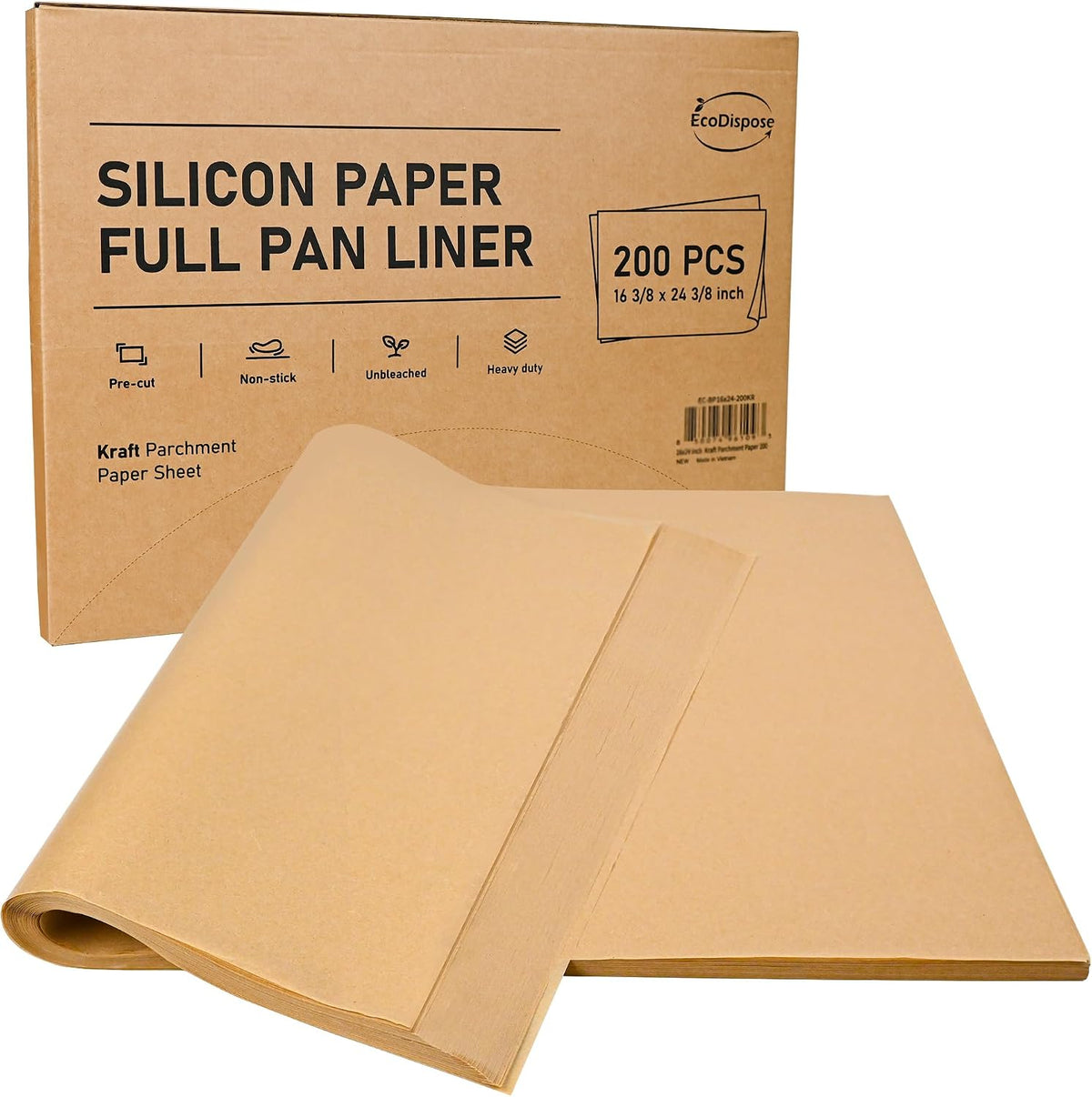 200 Pcs Non-Stick Parchment Paper Baking Sheets 16-3/8"x24-3/8"