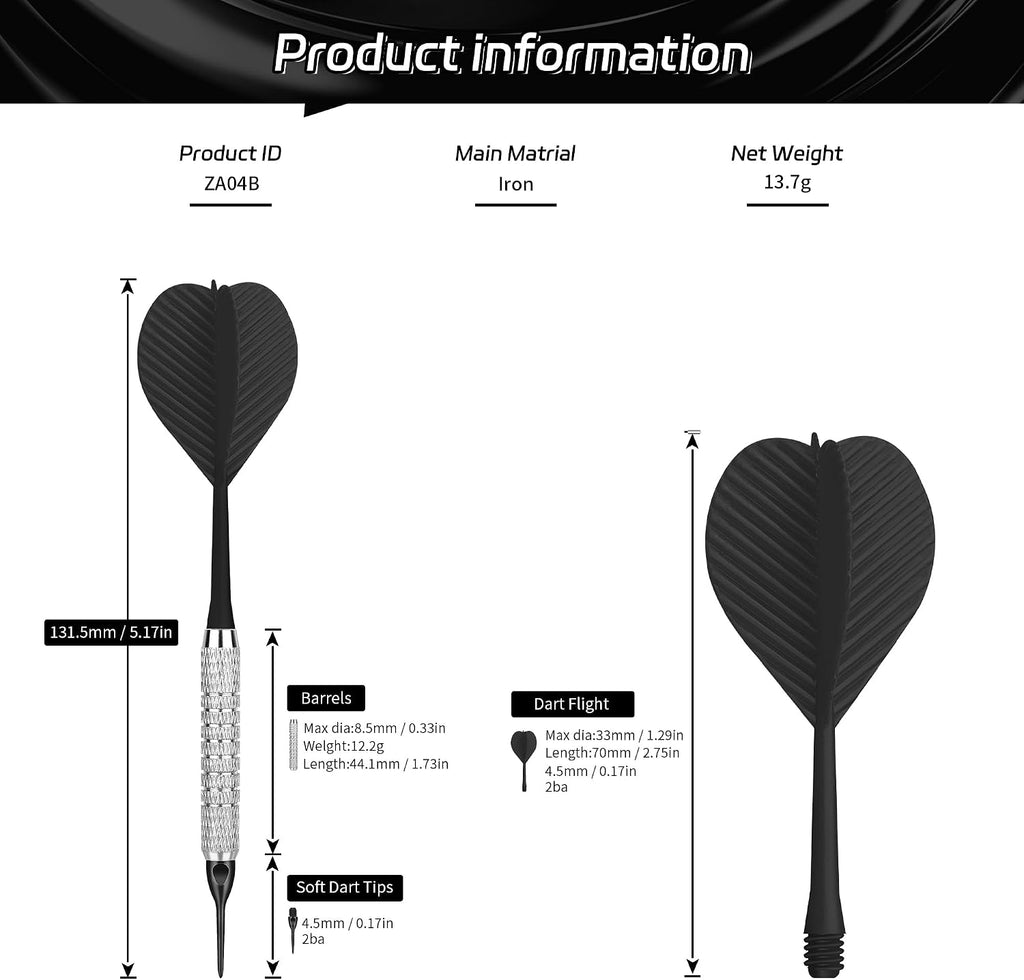 Plastic Tip Darts,12pcs Soft Darts Set with 100 Plastic Tips for Electronic Dartboard