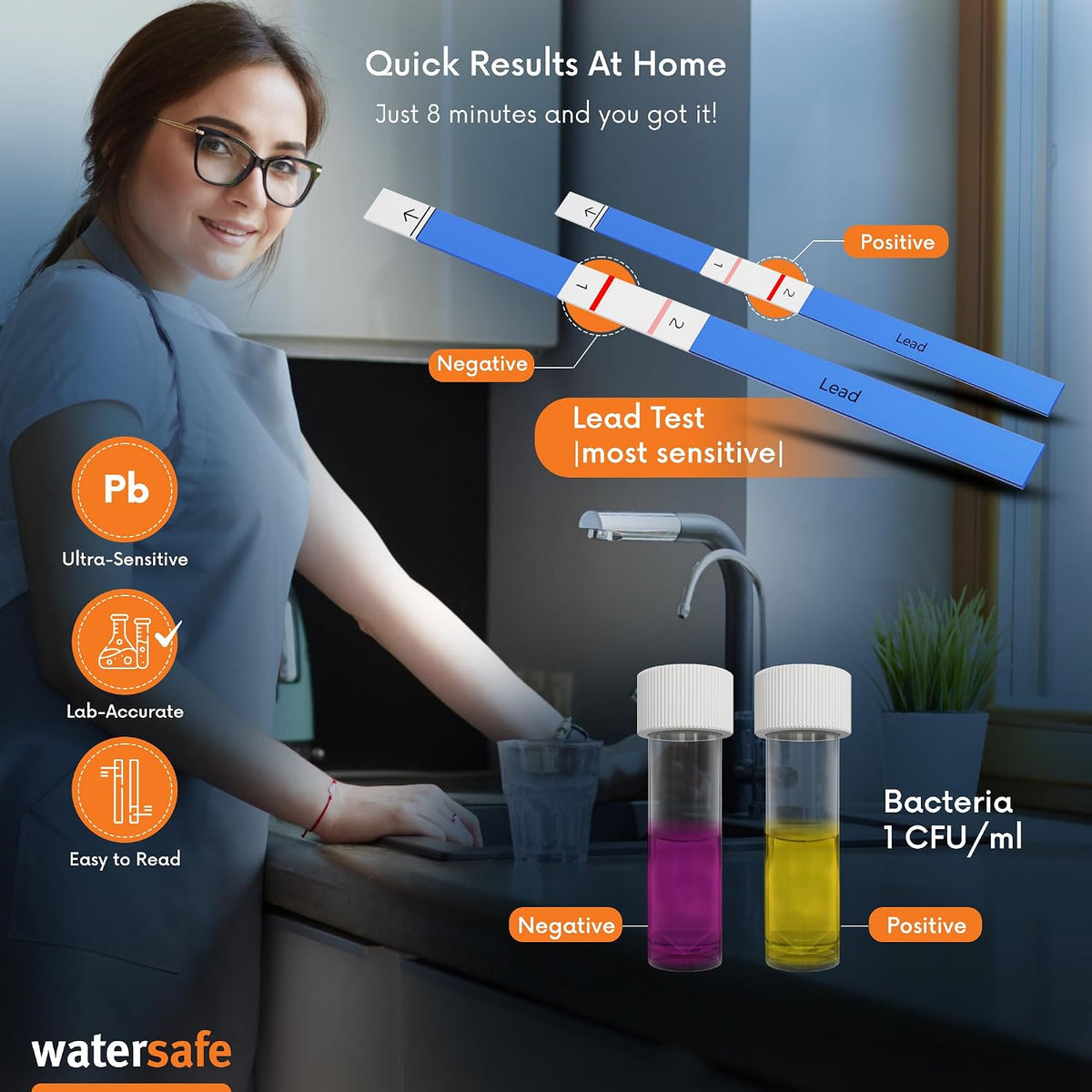 The Original Water Testing Kit for Drinking Water, Well and Tap Water, Sensitive Lead in Water Test, Bacteria