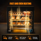 26" Commercial Food Warmer Display Pizza Warmer, 3-Tier Electric Countertop Food Warmer w/LED Lighting, Adjustable