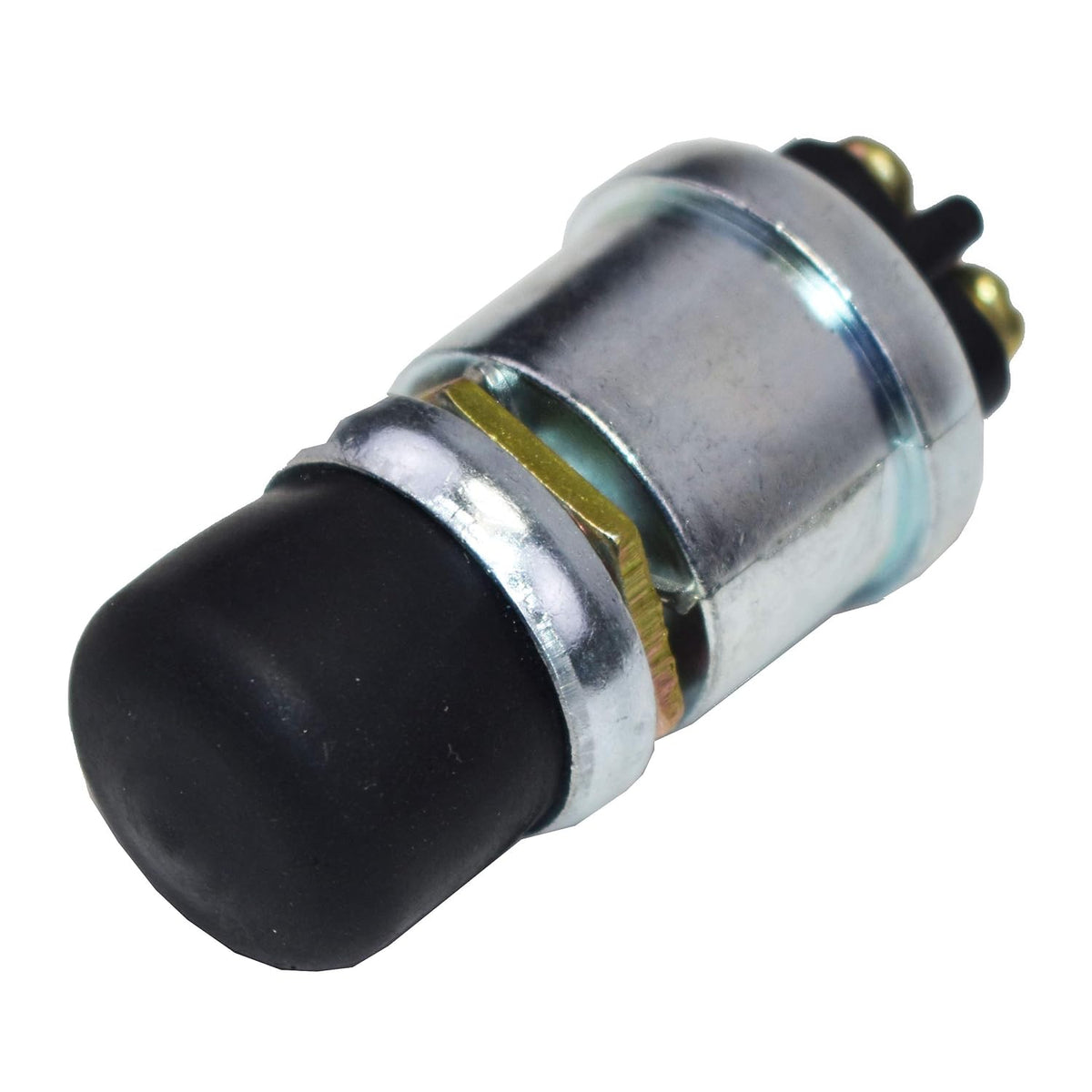 A-Team Performance Momentary Push Button Switch - Neoprene Cap & Panel Mount Start Button in 5/8-Inch Hole - Screw Terminal - Universal Fit, Black