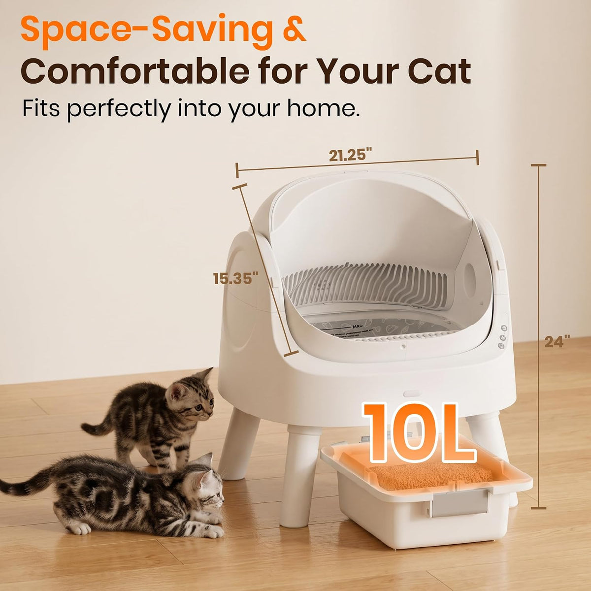 Self Cleaning Litter Box, Self Cleaning Cat Litter Box, Open-Top Design