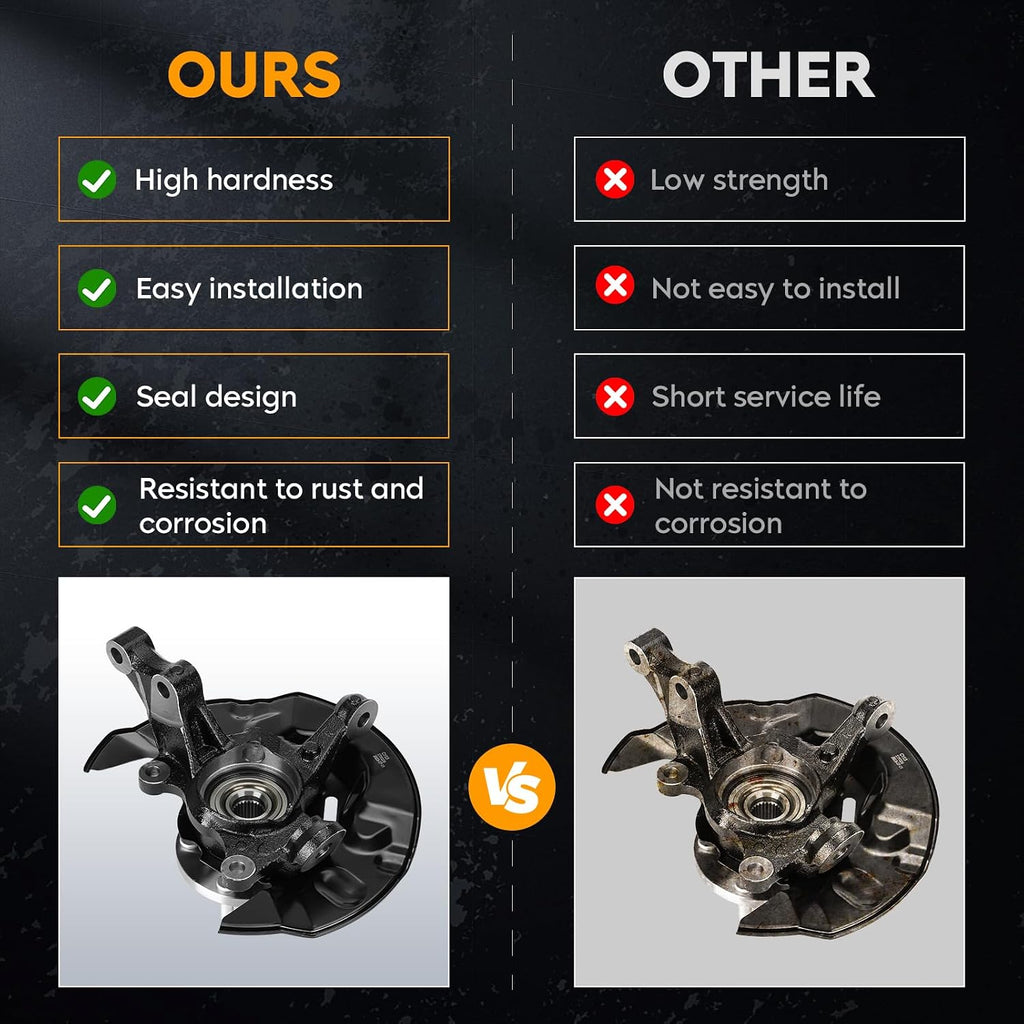 Front Right Steering Knuckle & Wheel Bearing Hub Assembly for Toyota Corolla Sedan 1.8L 2003 2004 2005 2006 2007 2008, Passenger Side, With ABS, Replace 698-388 698388 LK030