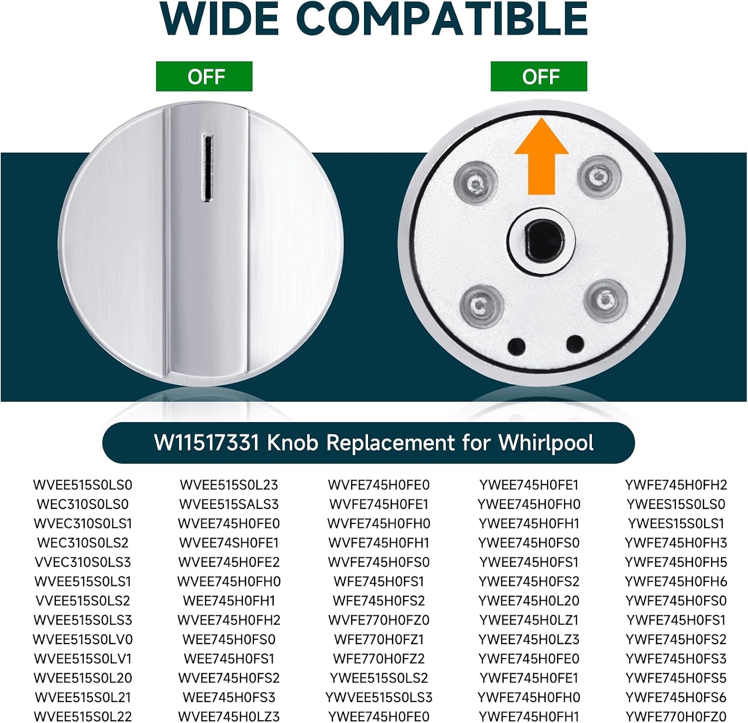 W11517331 Stove Knobs, W11517331 Electric Range Knobs（1PC） | Replace W10850027 W11117415 W11458840 Oven Knob