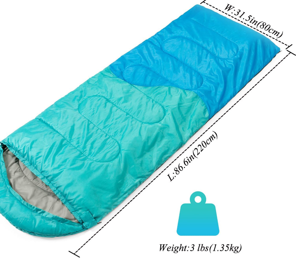 Sleeping Bag - 3 Seasons for Adults Boys Girls Camping Hiking - Warm Cold Weather Lightweight Portable with