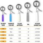 Portion Scoop - Disher, Cookie Scoop, Food Scoop - Portion Control - 18/8 Stainless Steel, Milk White Handle (#10 / 3oz)
