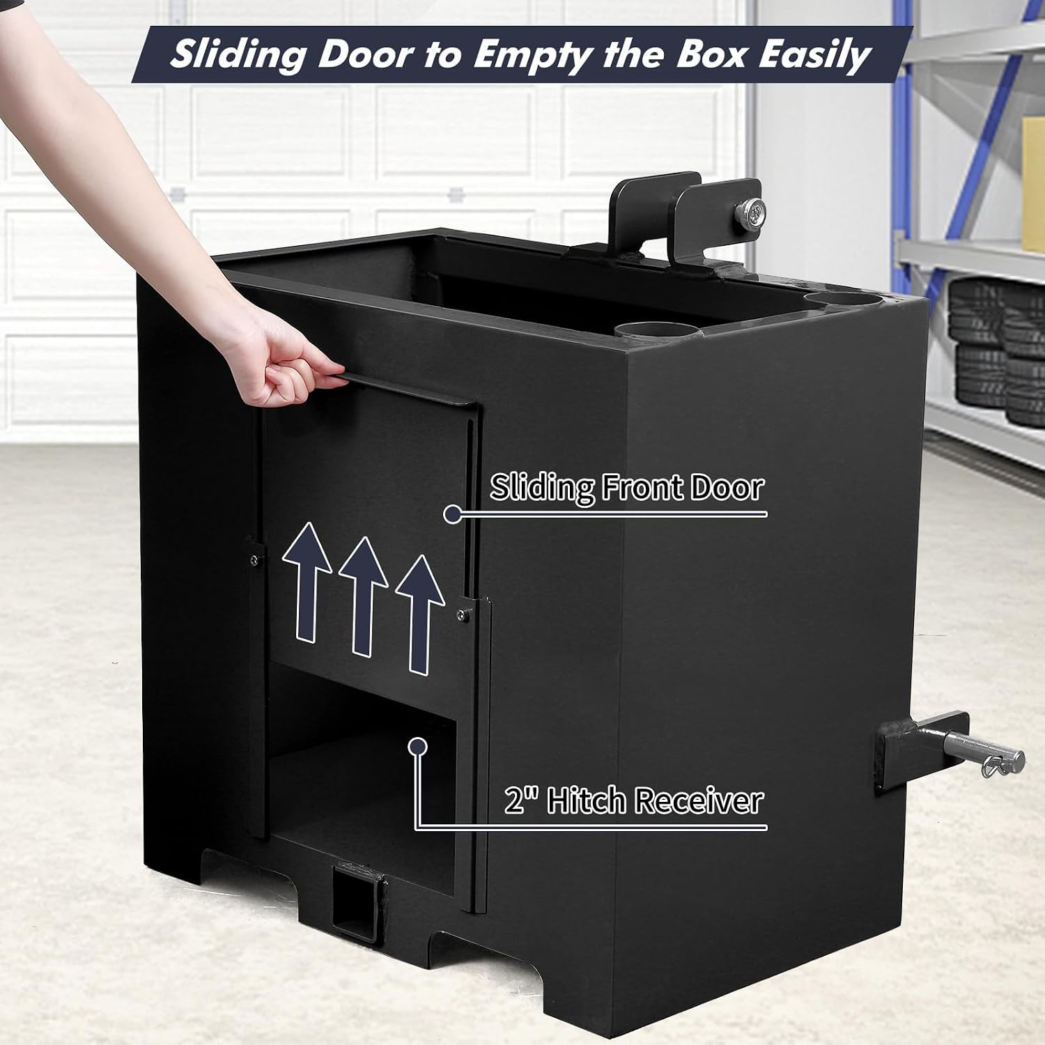 3 Point Ballast Box for Tractor Category | 1, 800 LBS Capacity 5 Cu.ft Volume, Heavy Duty Steel with Standard 2"