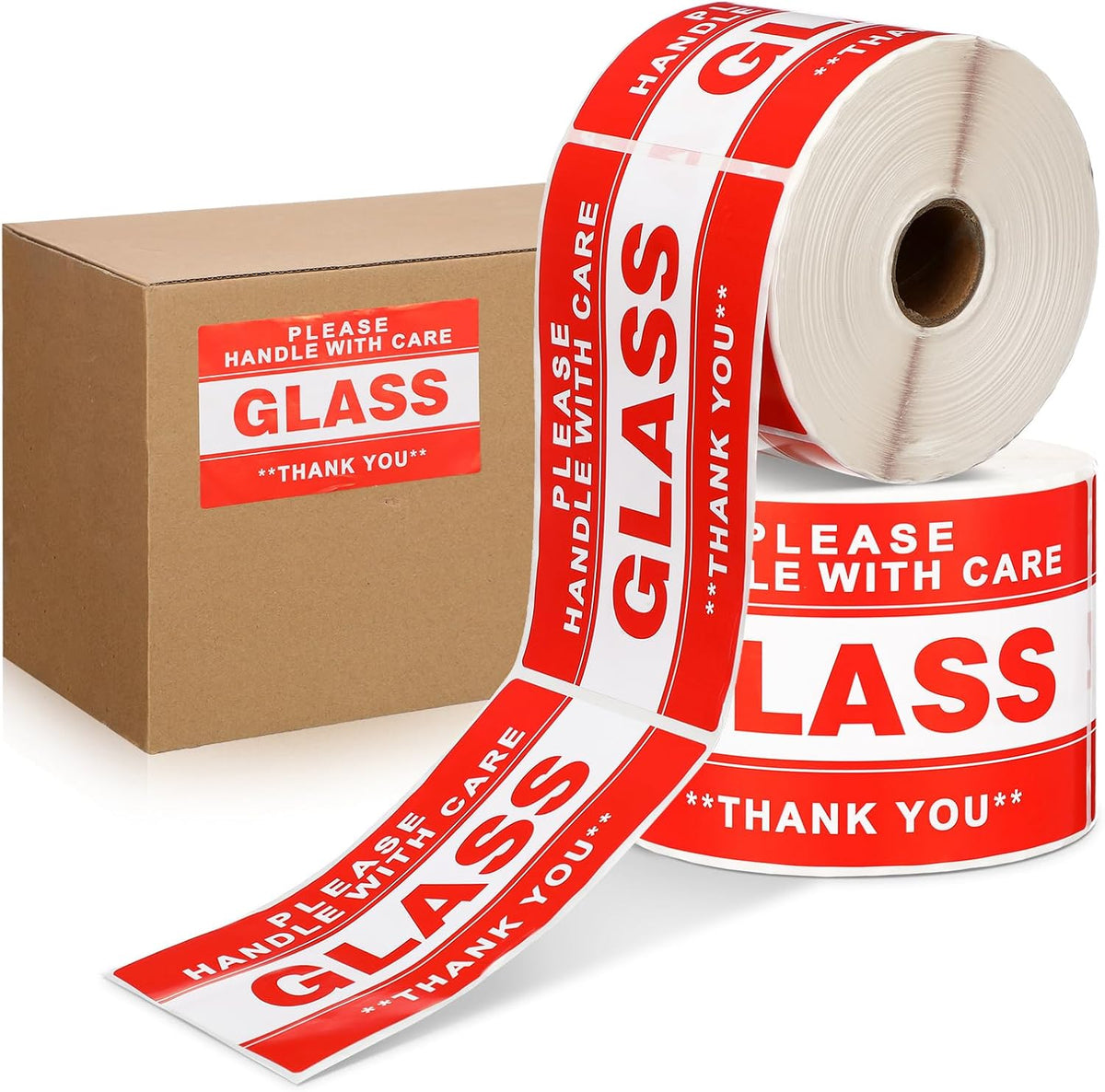 500 Pcs Fragile Glass Stickers Handle with Care Labels Red 1 Roll